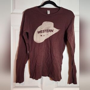 NLA Brown Long Sleeve Western Graphic Tee L